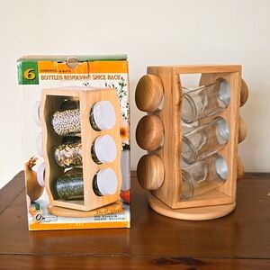 Rotating Square Bamboo Countertop Spice Rack Set of 6